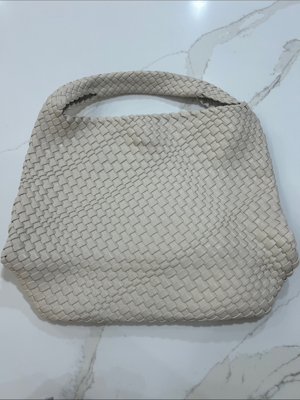 Amazon Woven Shoulder Bag in Light Beige